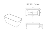 VENICE Gloss White FreeStanding Bathtub With Non-Overflow 1500mm