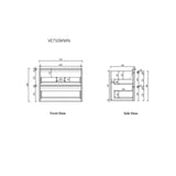 VENETTA Framed Wall Hung Vanity Walnut (All Sizes)