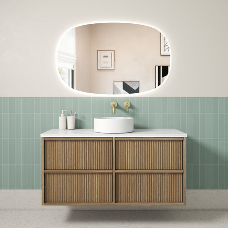 VENETTA Fluted Wall Hung Vanity Harvest Oak