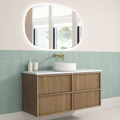 VENETTA Fluted Wall Hung Vanity Harvest Oak
