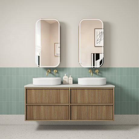 VENETTA Fluted Wall Hung Vanity Harvest Oak