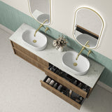 VENETTA Fluted Wall Hung Vanity Harvest Oak