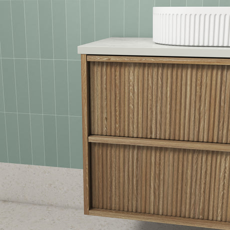 VENETTA Fluted Wall Hung Vanity Harvest Oak