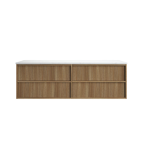 VENETTA Fluted Wall Hung Vanity Harvest Oak