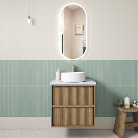 VENETTA Fluted Wall Hung Vanity Harvest Oak