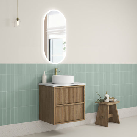 VENETTA Fluted Wall Hung Vanity Harvest Oak