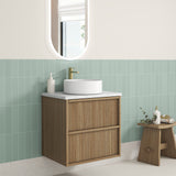 VENETTA Fluted Wall Hung Vanity Harvest Oak