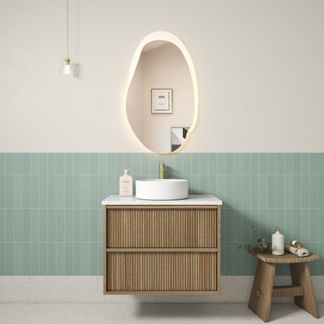 VENETTA Fluted Wall Hung Vanity Harvest Oak