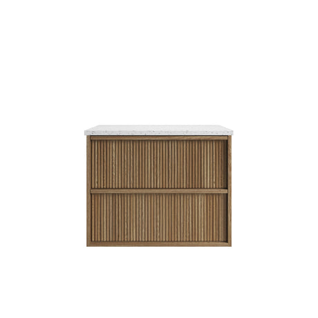VENETTA Fluted Wall Hung Vanity Harvest Oak