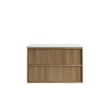 VENETTA Fluted Wall Hung Vanity Harvest Oak