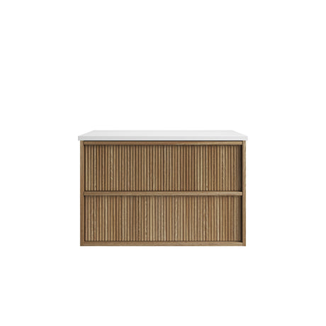 VENETTA Fluted Wall Hung Vanity Harvest Oak