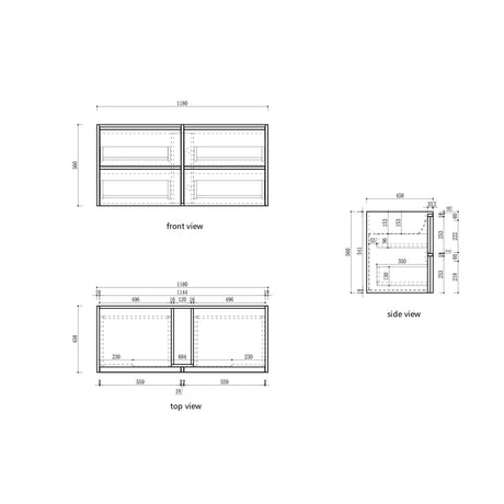 VENETTA Framed Wall Hung Vanity Harvest Oak