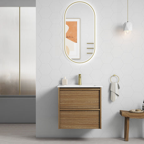 VENETTA Framed Wall Hung Vanity Harvest Oak