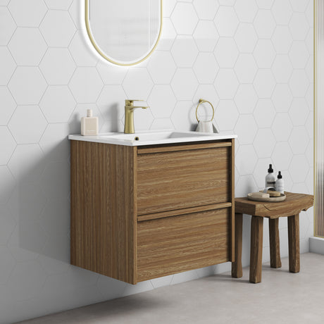 VENETTA Framed Wall Hung Vanity Harvest Oak