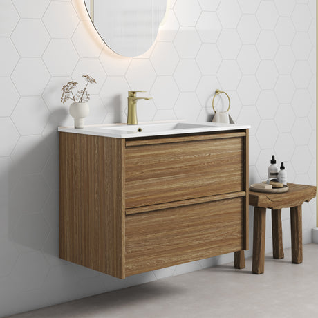 VENETTA Framed Wall Hung Vanity Harvest Oak