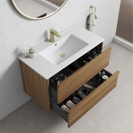 VENETTA Framed Wall Hung Vanity Harvest Oak