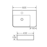 Vento 60MR Wall Hung Basin White (Rectangle: 605x430x120mm)