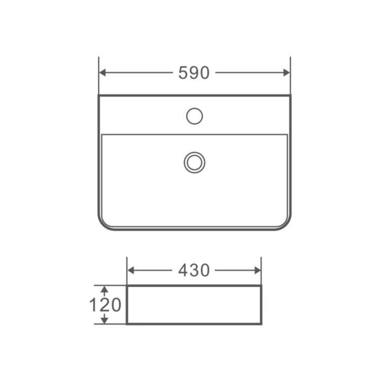 Vento 60M Wall Hung Basin White (Rectangle: 590x430x120mm)