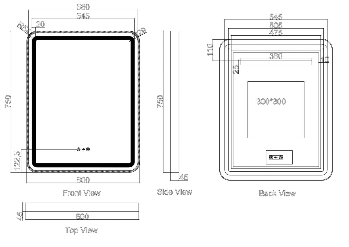 VENUS LED Rectangular Mirror 600×750 / 750×900 / 1200×750mm