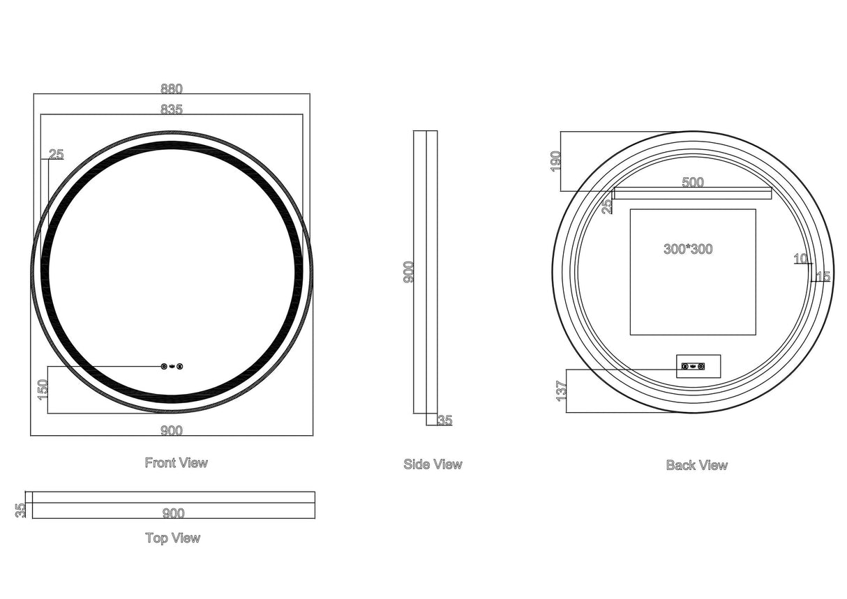 VENUS LED Round Mirror 600/750/900mm
