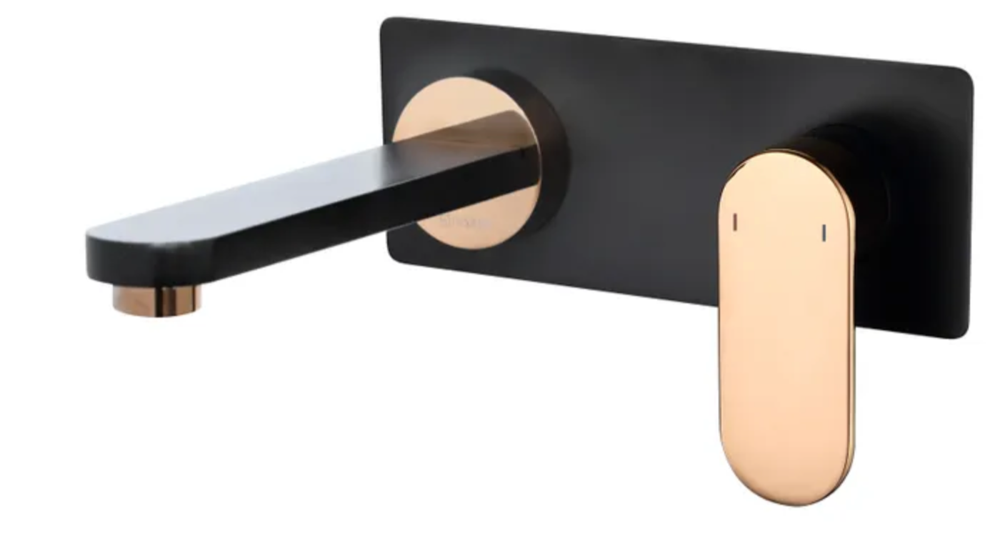 VETTO Wall Mixer With Spout - Black & Rose Gold