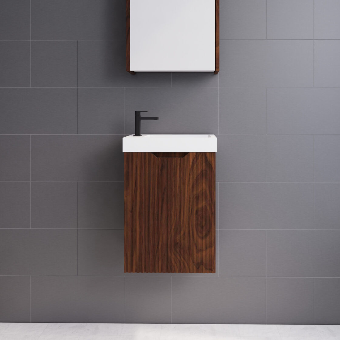ABS Vienna Mini Wall Hung Vanity 450 (Brown Oak)