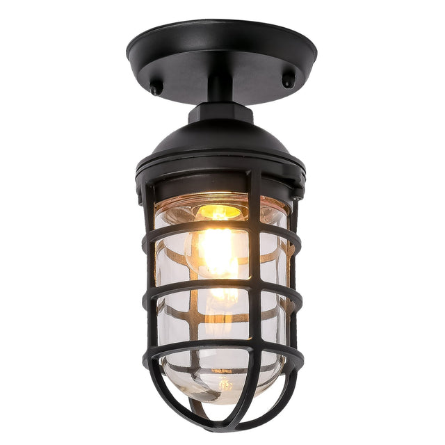 VILLAKU: Exterior Cylinder Aluminium & Glass with Cage Ceiling / Wall Lights IP44