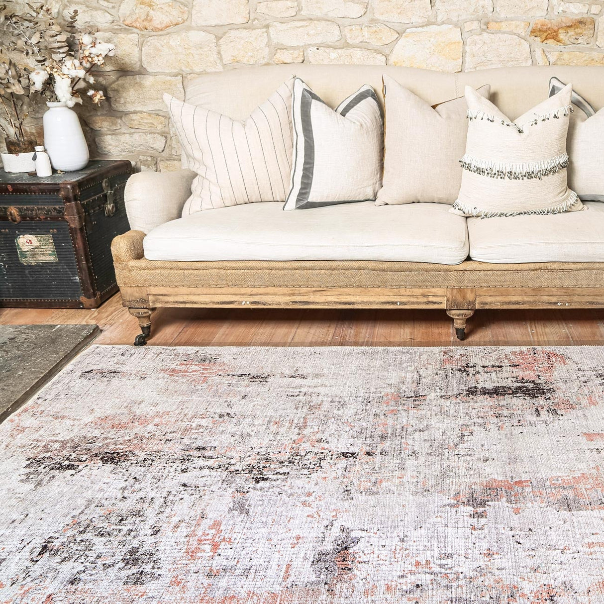 Abstract Celine Blush Washable Rug - VITAL 1525-21
