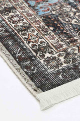 Loane Distressed Vintage Ruby & Sky Blue Rug - VITAL 2923-00 (with fringe)