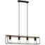 VIRUN: Interior Rectangular Frame Wood with Black Hardware Pendant Light