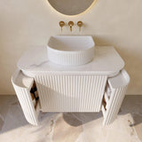 VITO NOOSA Fluted Curved Wall Hung Vanity Matte White (All Sizes)
