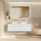 VITO NOOSA Fluted Curved Wall Hung Vanity Matte White (All Sizes)