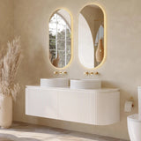 VITO NOOSA Fluted Curved Wall Hung Vanity Matte White (All Sizes)