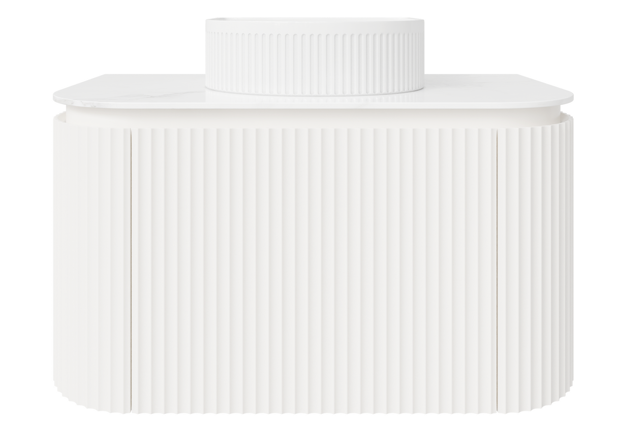 VITO NOOSA Fluted Curved Wall Hung Vanity Matte White (All Sizes)