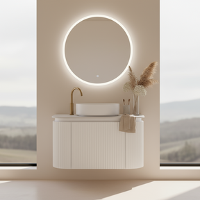 VITO NOOSA Fluted Curved Wall Hung Vanity Matte White (All Sizes)