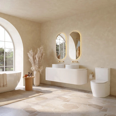 VITO NOOSA Fluted Curved Wall Hung Vanity Matte White (All Sizes)