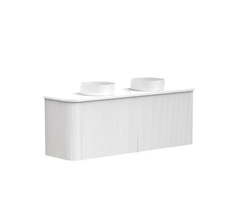 VITO NOOSA Fluted Curved Wall Hung Vanity Matte White (All Sizes)