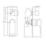VOG Diverter Mixer - Brushed Gun Metal Technical Drawing