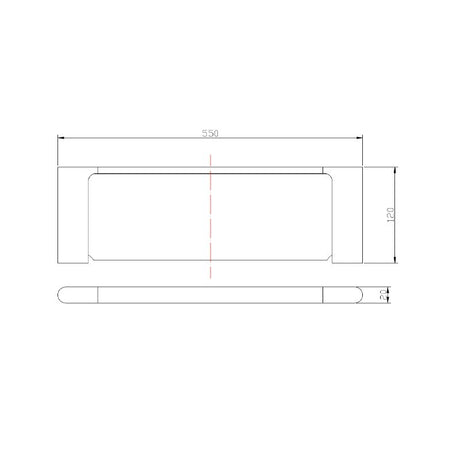 VOG Glass Shelf - Brushed Gun Metal Technical Drawing