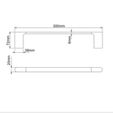 VOG Hand Towel 600mm - Brushed Gunmetal Technical Drawing