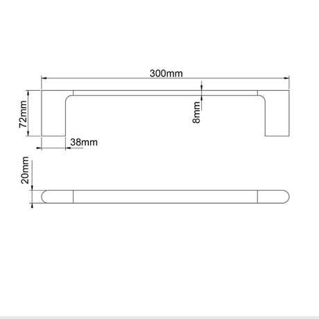 VOG Hand Towel 600mm - Brushed Gunmetal Technical Drawing