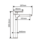 VOG Tall Basin Mixer - Chrome Technical Drawing