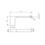 VOG Toilet Paper Holder - Brushed Gun Metal Technical Drawing