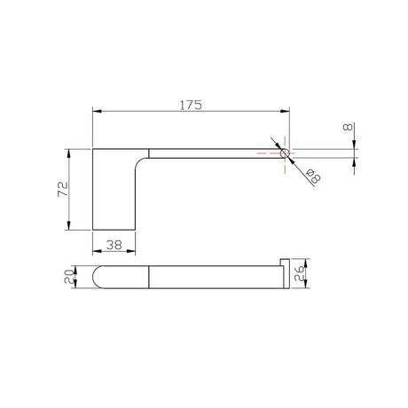 VOG Toilet Paper Holder - Brushed Gun Metal Technical Drawing
