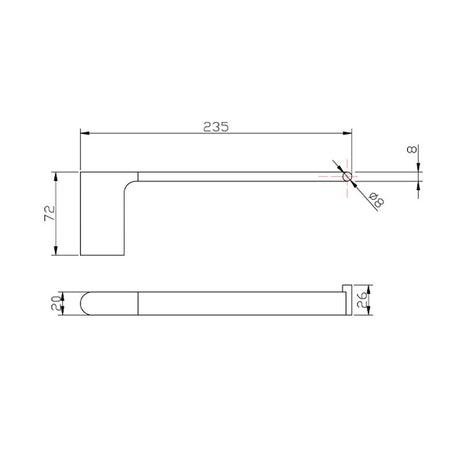 VOG Towel Ring - Brushed Gun Metal Technical Drawing