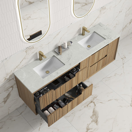 VOULARI Framed Wall Hung Vanity Harvest Oak