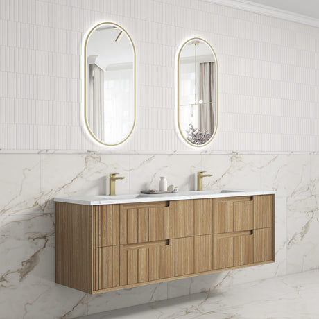 VOULARI Framed Wall Hung Vanity Harvest Oak