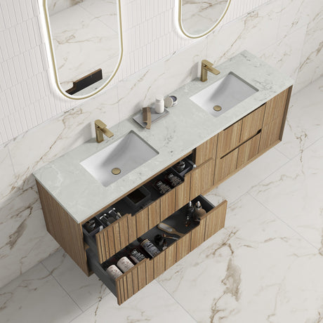 VOULARI Framed Wall Hung Vanity Harvest Oak