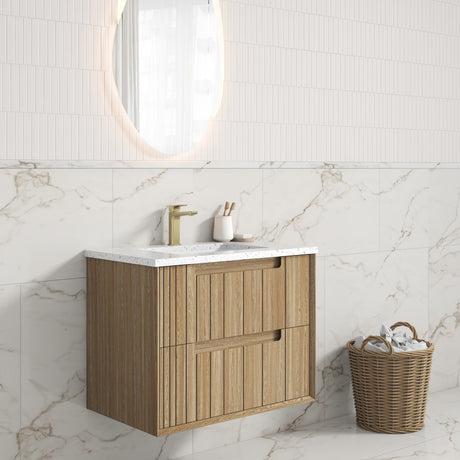 VOULARI Framed Wall Hung Vanity Harvest Oak