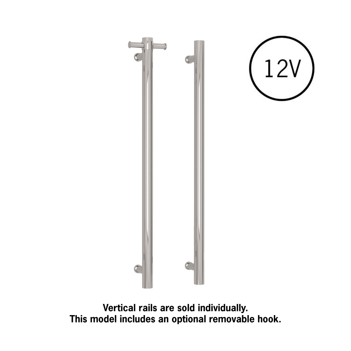 Thermorail Straight/Round 12Volt Vertical Bar - 900x142x100mm - 22Watts